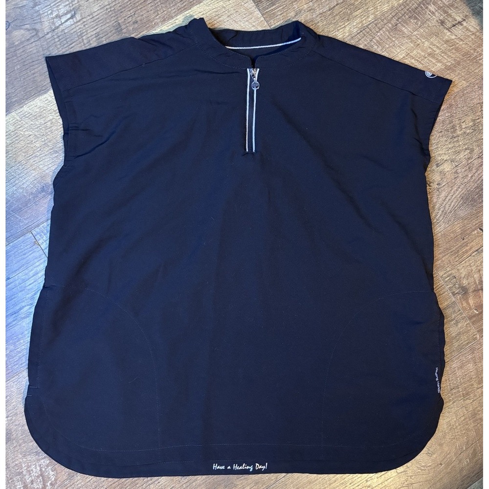 Healing Hands Women's M Black V-Neck Short Sleeve Medical Scrub Top Solid